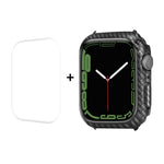 ENKAY Custodia per PC in fibra di carbonio + proteggi schermo in PET a copertura totale, For Apple Watch Series 9 / 8 / 7 41mm, For Apple Watch Series 9 / 8 / 7 45mm