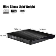 Lettore CD/DVD-RW esterno spazzolato USB 3.0 con unità ottica, ECD819
