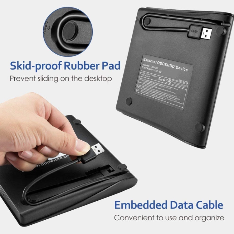 Lettore CD/DVD-RW esterno spazzolato USB 3.0 con unità ottica, ECD819