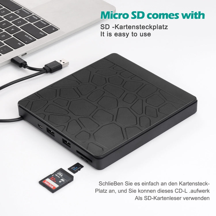 Unità DVD esterna multifunzionale Masterizzatore CD DVD +/-RW USB 3.0 con slot SD