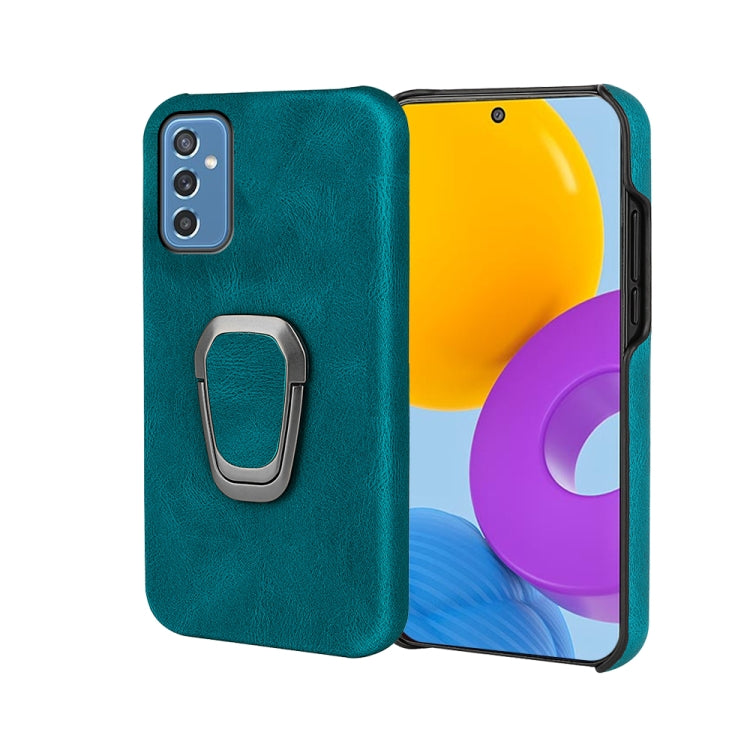Custodia per telefono in PU con supporto ad anello per Samsung Galaxy M52 5G, Black, Red, Blue, Dark Green, Mint Green, Cyan, Purple