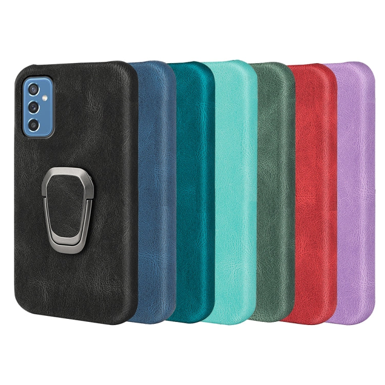 Custodia per telefono in PU con supporto ad anello per Samsung Galaxy M52 5G, Black, Red, Blue, Dark Green, Mint Green, Cyan, Purple