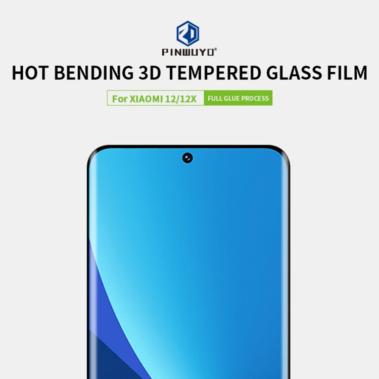 PINWUYO 9H Pellicola in vetro temperato per piegatura a caldo 3D, For Xiaomi 12 / 12X, For Xiaomi 12 Pro, For Honor 60, For Honor 60 Pro