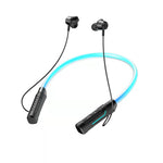 Auricolare wireless Bluetooth stereo da collo con LED lampeggiante JG4