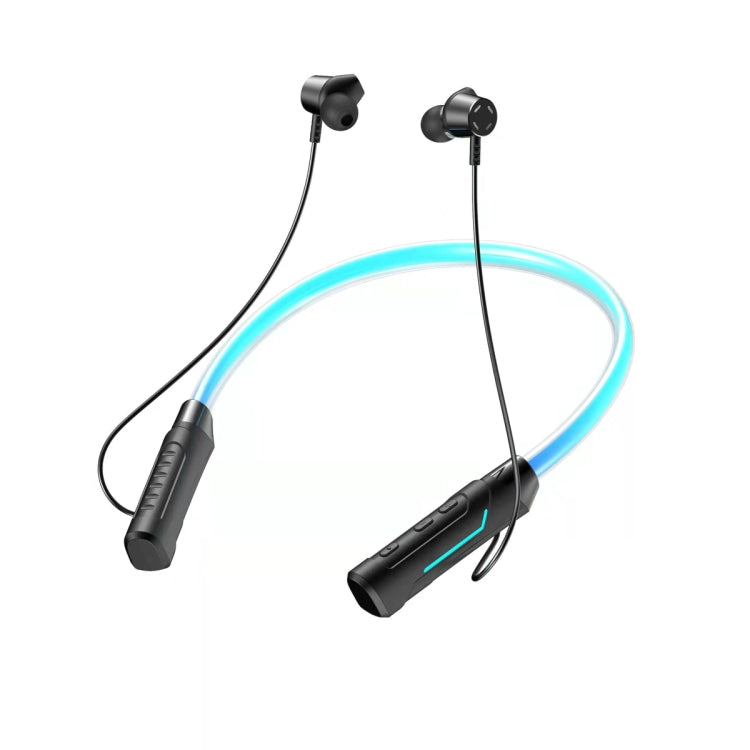Auricolare wireless Bluetooth stereo da collo con LED lampeggiante JG4