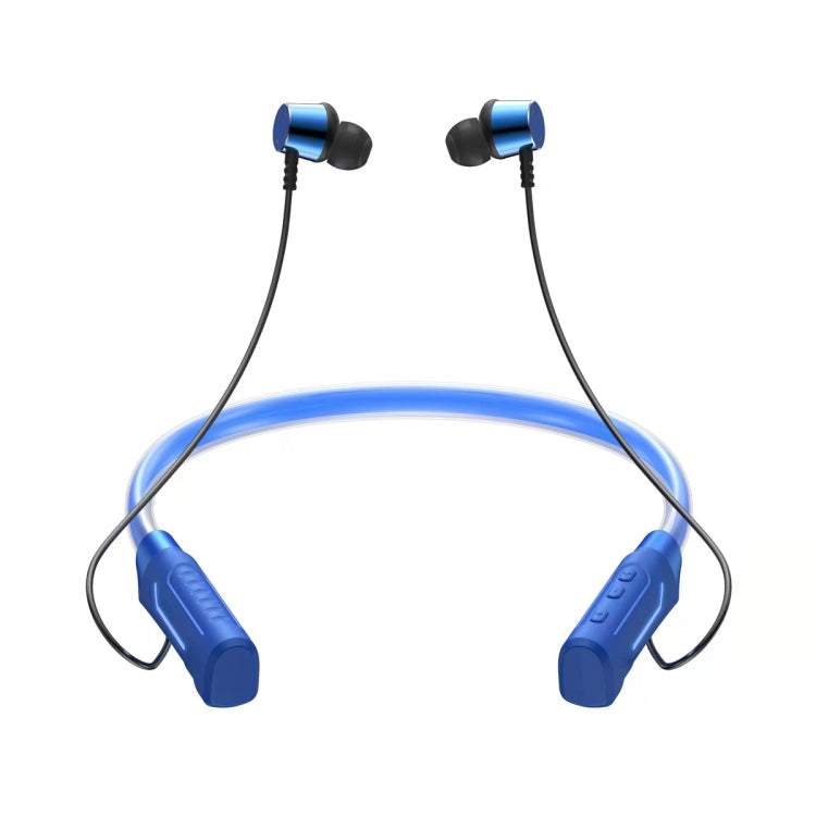 Auricolare wireless Bluetooth stereo da collo con LED lampeggiante JG4