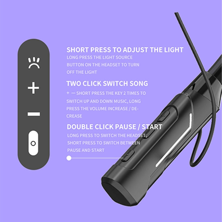 Auricolare wireless Bluetooth stereo da collo con LED lampeggiante JG4