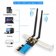 Scheda di rete wireless PCIe doppia banda 5G/2.4G da 1200 Mbps