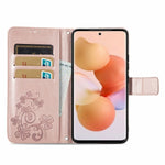 Custodia per telefono in pelle goffrata con chiusura a quattro foglie, For Xiaomi 12