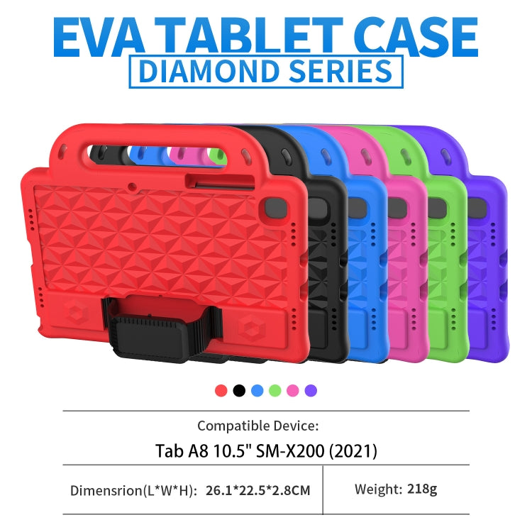 Custodia antiurto Diamond EVA con supporto e cinturino, For Galaxy Tab A8 10.5(2021) X200/X205