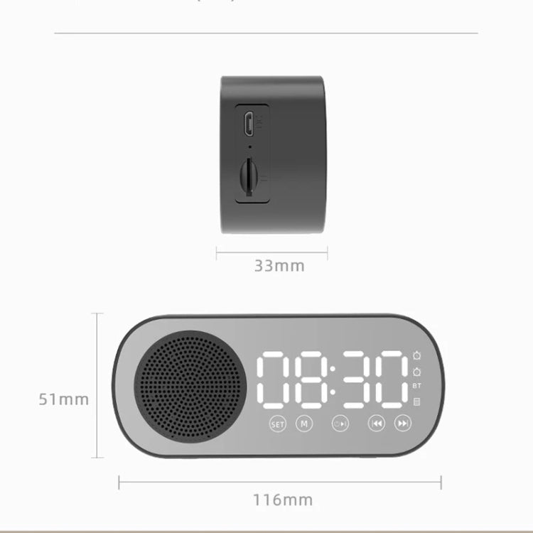 Z7 Digital Bluetooth 5.0 Altoparlante Multifunzione Specchio Sveglia Radio FM, Z7 (Black), Z7 (White), Z7 (Pink)