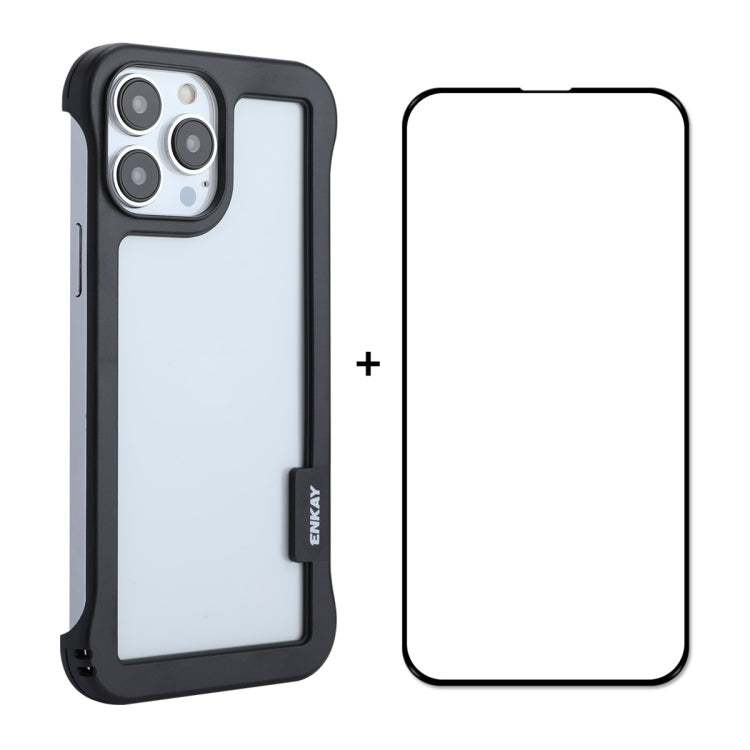 ENKAY Custodia per PC cava senza cornice + pellicola in vetro per iPhone 13 Pro Max, For iPhone 13 Pro Max