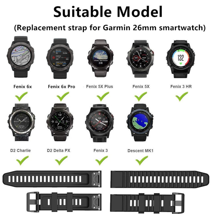 Cinturino sportivo in silicone da 26 mm, For Garmin Fenix 6X Pro