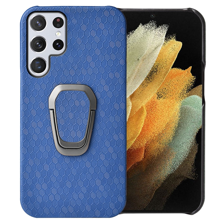 Custodia per telefono in PU a nido d'ape con supporto ad anello per Samsung Galaxy S22 Ultra 5G, For Samsung Galaxy S22 Ultra 5G
