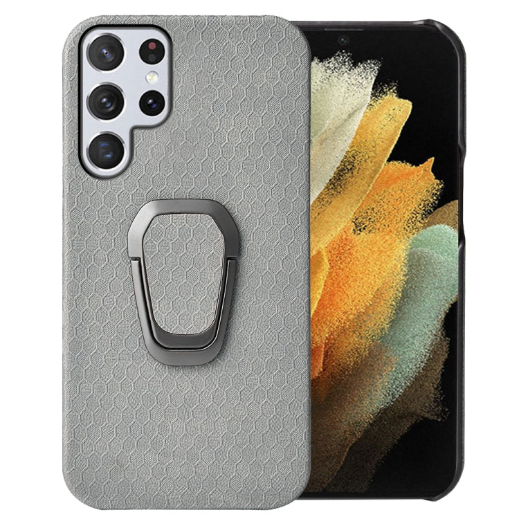 Custodia per telefono in PU a nido d'ape con supporto ad anello per Samsung Galaxy S22 Ultra 5G, For Samsung Galaxy S22 Ultra 5G