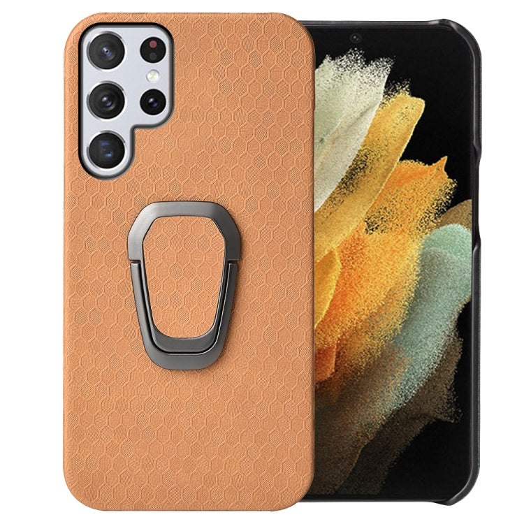 Custodia per telefono in PU a nido d'ape con supporto ad anello per Samsung Galaxy S22 Ultra 5G, For Samsung Galaxy S22 Ultra 5G