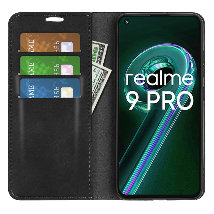 Per OPPO Realme 9 Pro Custodia per telefono in pelle con aspirazione magnetica retro-pelle, For OPPO Realme 9 Pro