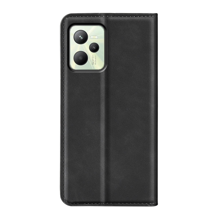 Per OPPO Realme C35 Custodia per telefono in pelle con aspirazione magnetica retro-pelle, For OPPO Realme C35