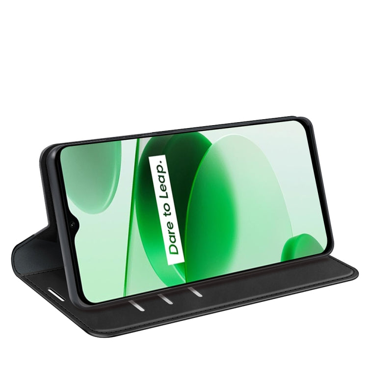 Per OPPO Realme C35 Custodia per telefono in pelle con aspirazione magnetica retro-pelle, For OPPO Realme C35