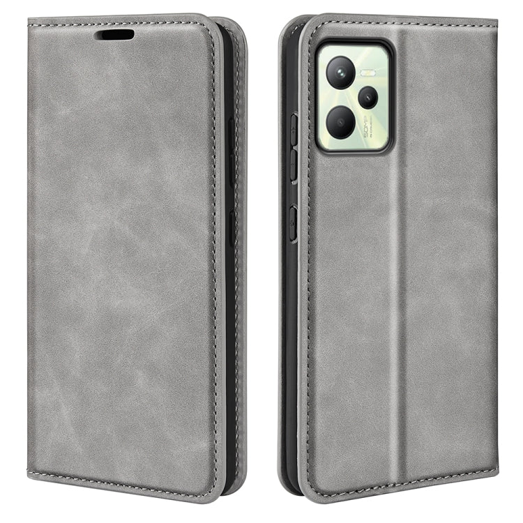 Per OPPO Realme C35 Custodia per telefono in pelle con aspirazione magnetica retro-pelle, For OPPO Realme C35