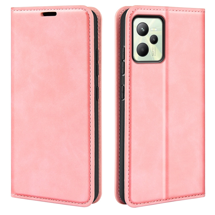 Per OPPO Realme C35 Custodia per telefono in pelle con aspirazione magnetica retro-pelle, For OPPO Realme C35