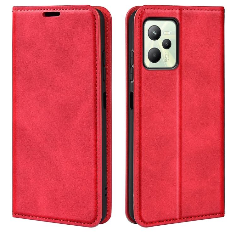 Per OPPO Realme C35 Custodia per telefono in pelle con aspirazione magnetica retro-pelle, For OPPO Realme C35