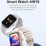 AW18 Smart Watch con schermo a colori da 1,69 pollici, supporto per chiamate Bluetooth / monitoraggio della frequenza cardiaca