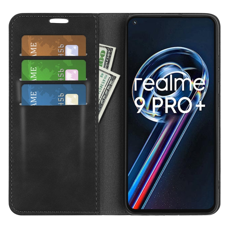 Custodia per telefono in pelle con aspirazione magnetica retro-pelle, For OPPO Realme 9 Pro+