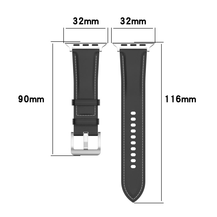 Cinturino per orologio cucito in pelle bovina di strato superiore per Apple Watch Series, 7 41mm / 6&SE&5&4 40mm / 3&2&1 38mm 20mm, 7 45mm / 6&SE&5&4 44mm / 3&2&1 42mm 22mm, 7 41mm / 6&SE&5&4 40mm / 3&2&1 38mm 22mm                                      ...