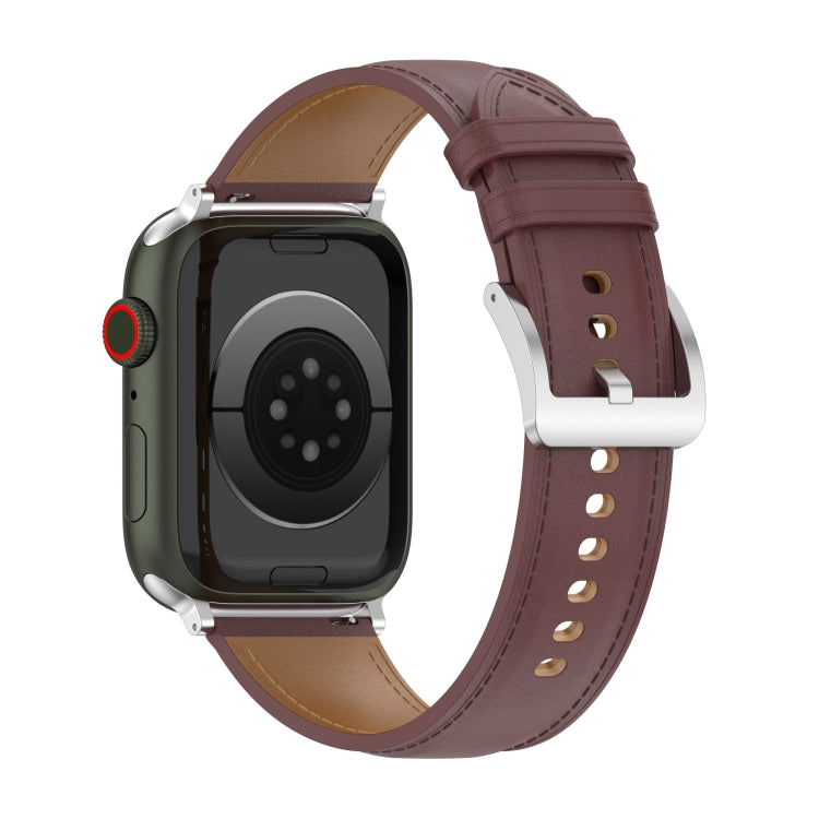 Cinturino per orologio cucito in pelle bovina di strato superiore per Apple Watch Series, 7 41mm / 6&SE&5&4 40mm / 3&2&1 38mm 20mm, 7 45mm / 6&SE&5&4 44mm / 3&2&1 42mm 22mm, 7 41mm / 6&SE&5&4 40mm / 3&2&1 38mm 22mm                                      ...