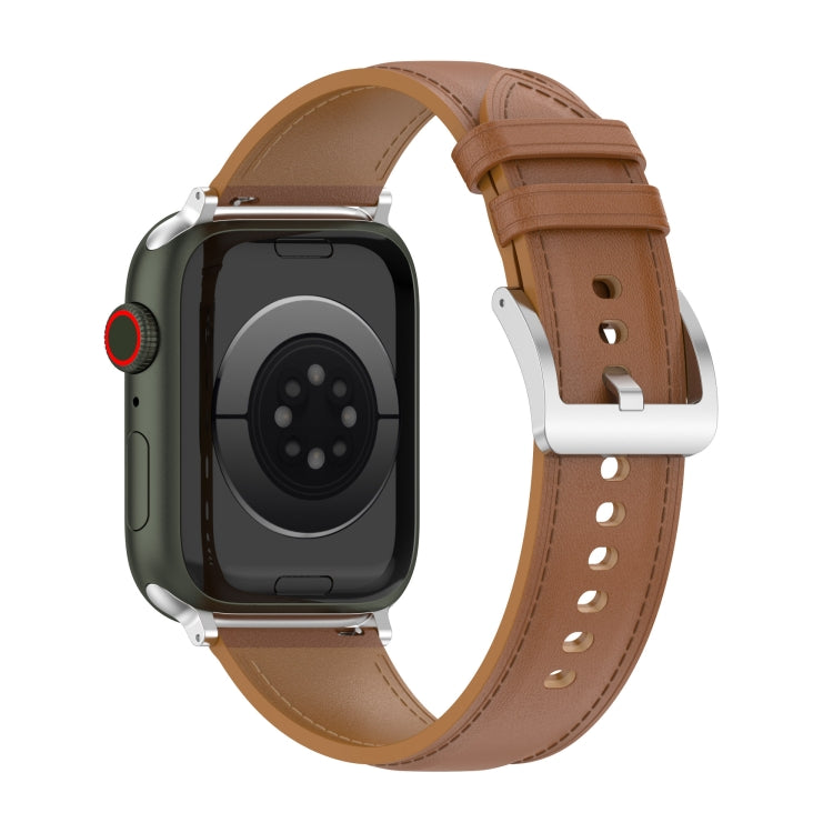 Cinturino per orologio cucito in pelle bovina di strato superiore per Apple Watch Series, 7 41mm / 6&SE&5&4 40mm / 3&2&1 38mm 20mm, 7 45mm / 6&SE&5&4 44mm / 3&2&1 42mm 22mm, 7 41mm / 6&SE&5&4 40mm / 3&2&1 38mm 22mm                                      ...
