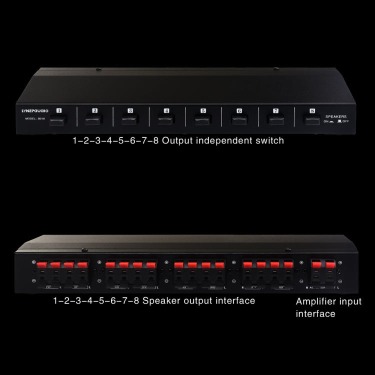 Amplificatore audio 100W 1 in 8 out con switch altoparlanti