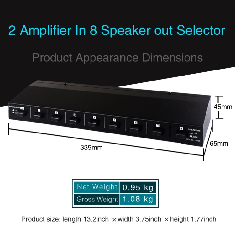 Commutatore audio 2 ingressi 8 uscite 100W
