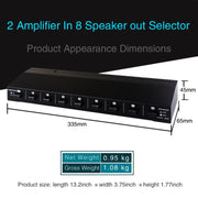Commutatore box altoparlante amplificatore di potenza 2 ingressi 8 uscite da 100 W