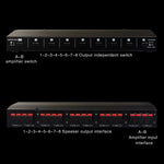 Commutatore audio 2 ingressi 8 uscite 100W