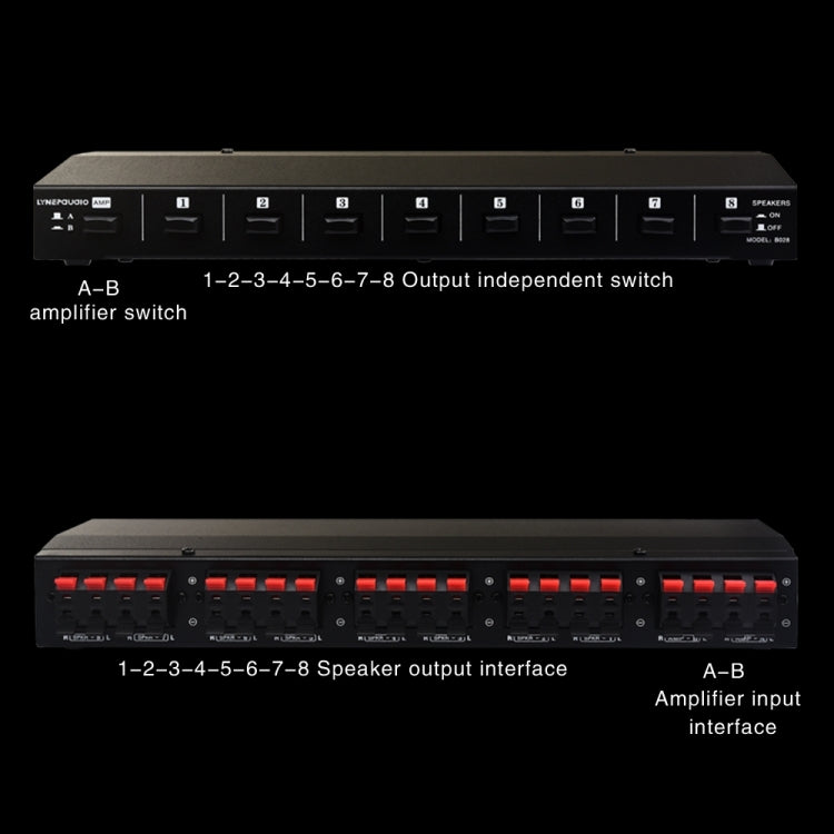 Commutatore box altoparlante amplificatore di potenza 2 ingressi 8 uscite da 100 W