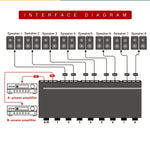 Commutatore audio 2 ingressi 8 uscite 100W