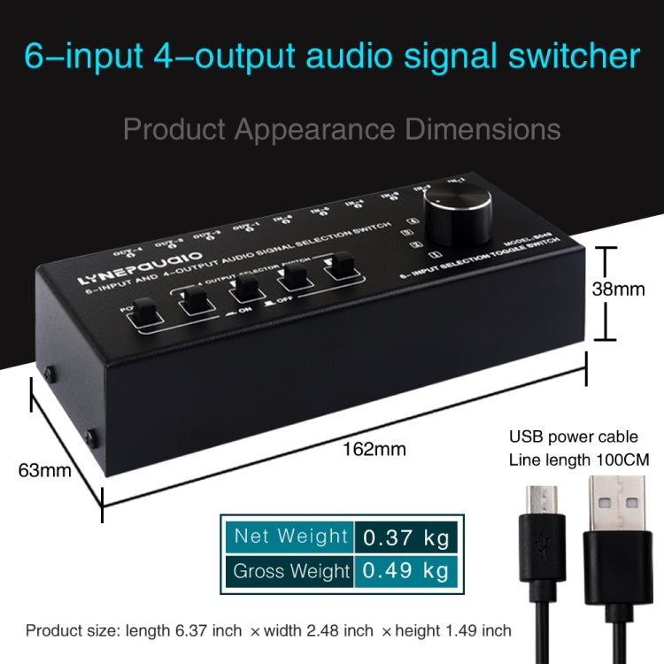 Selettore di segnale commutatore audio RCA 6 ingressi 4 uscite Distribuisci il controllo dell'interruttore del dispositivo