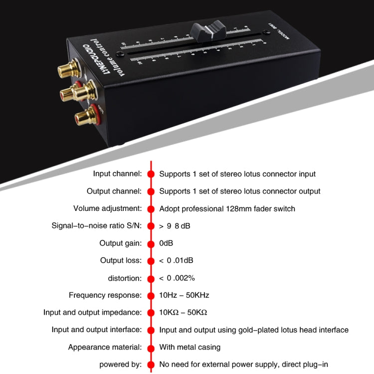 Preamplificatore passivo audio con ingressi RCA