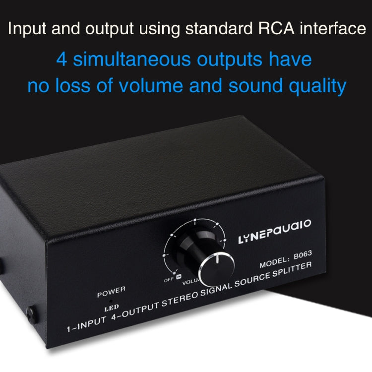 Interfaccia RCA di uscita senza consumo del dispositivo di distribuzione del segnale di frequenza audio 1 ingresso 4 uscite, 1 In 4 Out RCA Interface