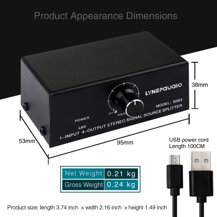 Interfaccia RCA di uscita senza consumo del dispositivo di distribuzione del segnale di frequenza audio 1 ingresso 4 uscite, 1 In 4 Out RCA Interface