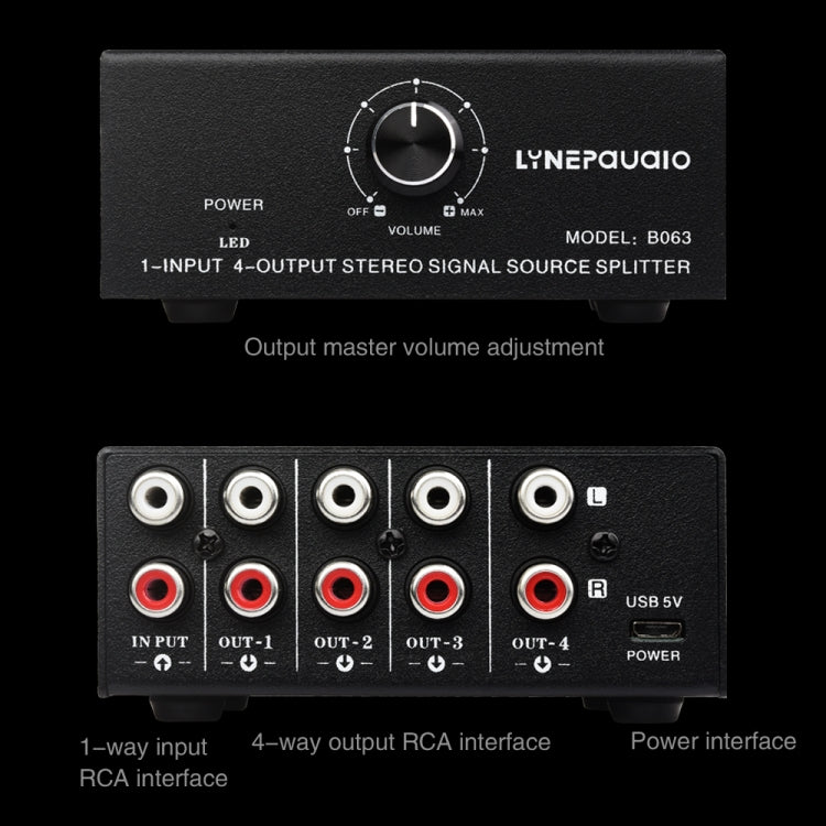Interfaccia RCA 1 ingresso 4 uscite distribuzione audio