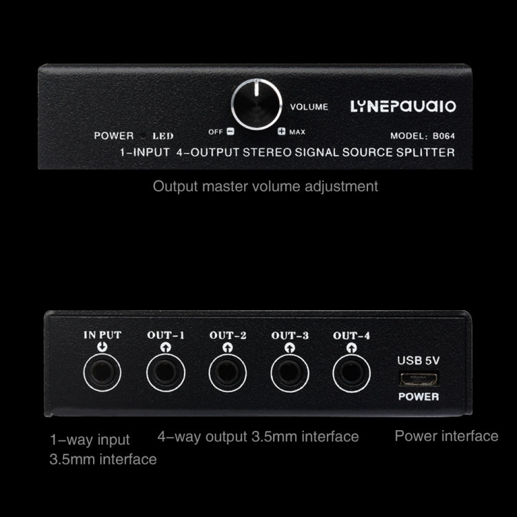 Splitter audio 1 ingresso 4 uscite 3,5 mm senza consumo