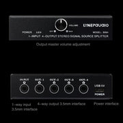 Dispositivo di distribuzione splitter del segnale di frequenza audio 1 ingresso e 4 uscite, senza consumo, uscita interfaccia da 3,5 mm, 1 In 4 Out 3.5mm Interface