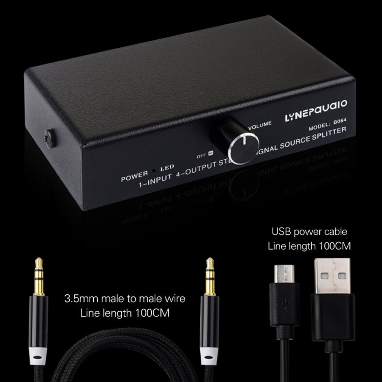 Dispositivo di distribuzione splitter del segnale di frequenza audio 1 ingresso e 4 uscite, senza consumo, uscita interfaccia da 3,5 mm, 1 In 4 Out 3.5mm Interface