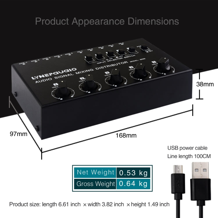 Selettore del segnale audio 5 ingressi e 5 uscite Miscelazione audio Distribuisci interruttore indipendente dall'ingresso del dispositivo, 5 In 5 Out