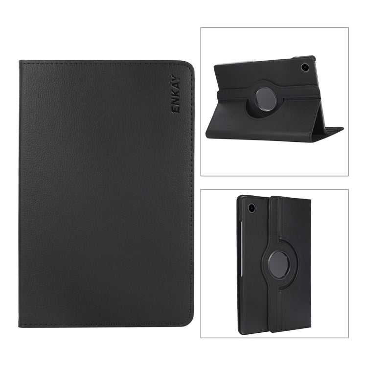 Per Samsung Galaxy Tab A8 10.5 2021 X200/X205 ENKAY Custodia Smart in pelle Litchi con rotazione a 360 gradi