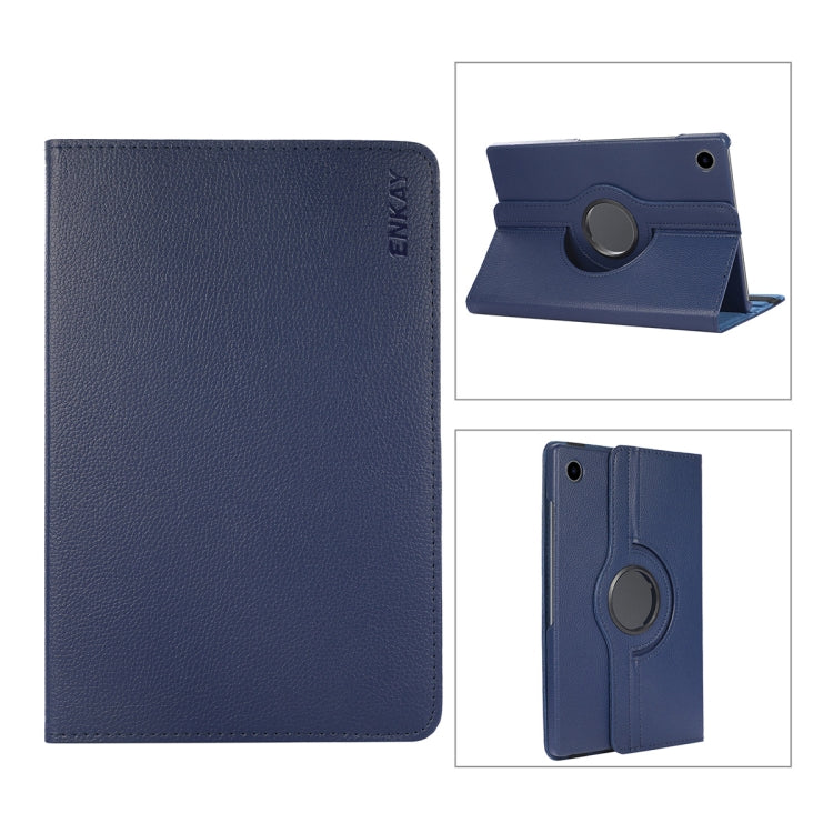 Per Samsung Galaxy Tab A8 10.5 2021 X200/X205 ENKAY Custodia Smart in pelle Litchi con rotazione a 360 gradi
