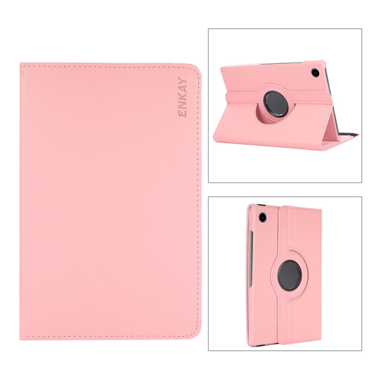 Per Samsung Galaxy Tab A8 10.5 2021 X200/X205 ENKAY Custodia Smart in pelle Litchi con rotazione a 360 gradi