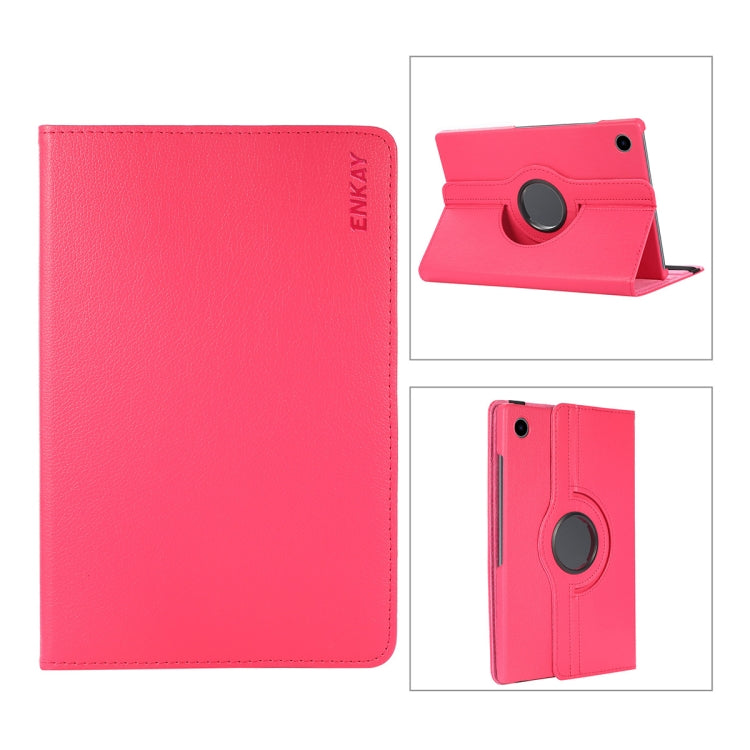 Per Samsung Galaxy Tab A8 10.5 2021 X200/X205 ENKAY Custodia Smart in pelle Litchi con rotazione a 360 gradi